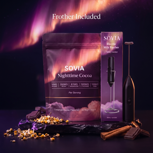 SOVIA Nighttime Cocoa pouch with free Electric Milk Frother - Frother Included