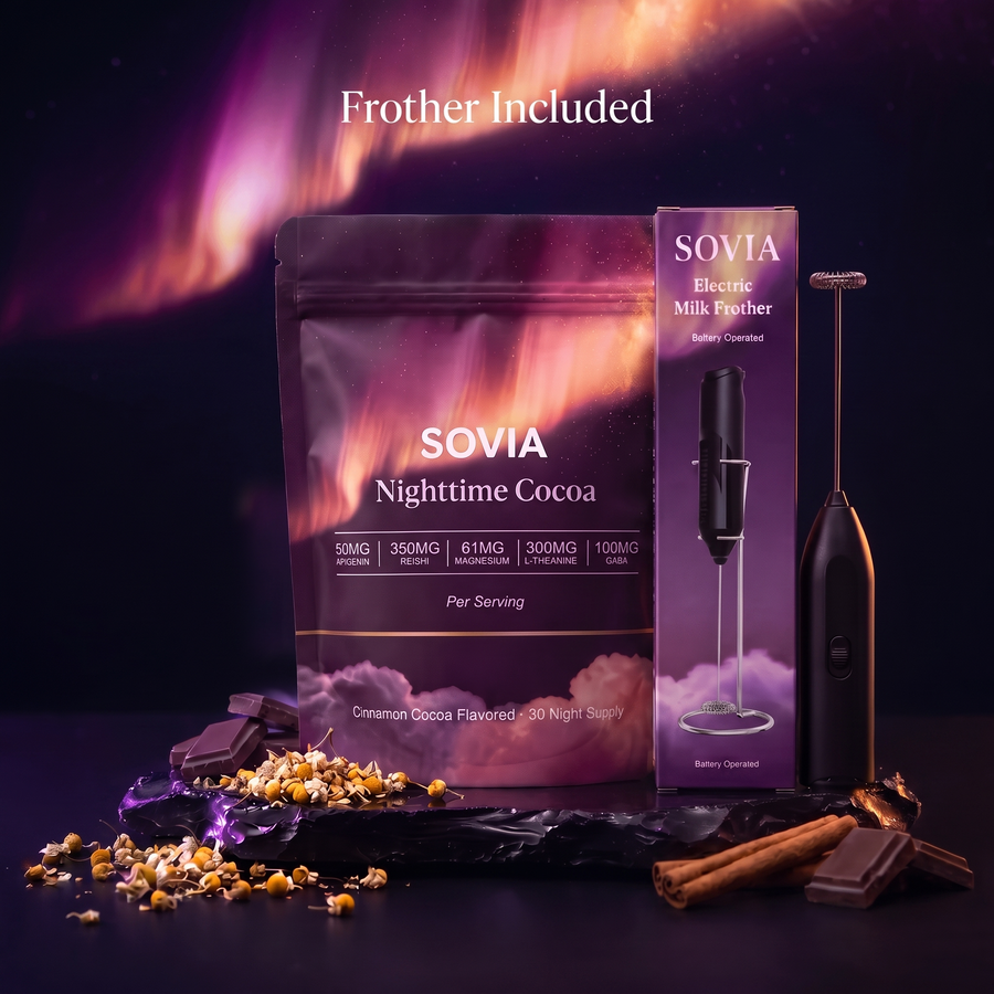 SOVIA Nighttime Cocoa pouch with free Electric Milk Frother - Frother Included